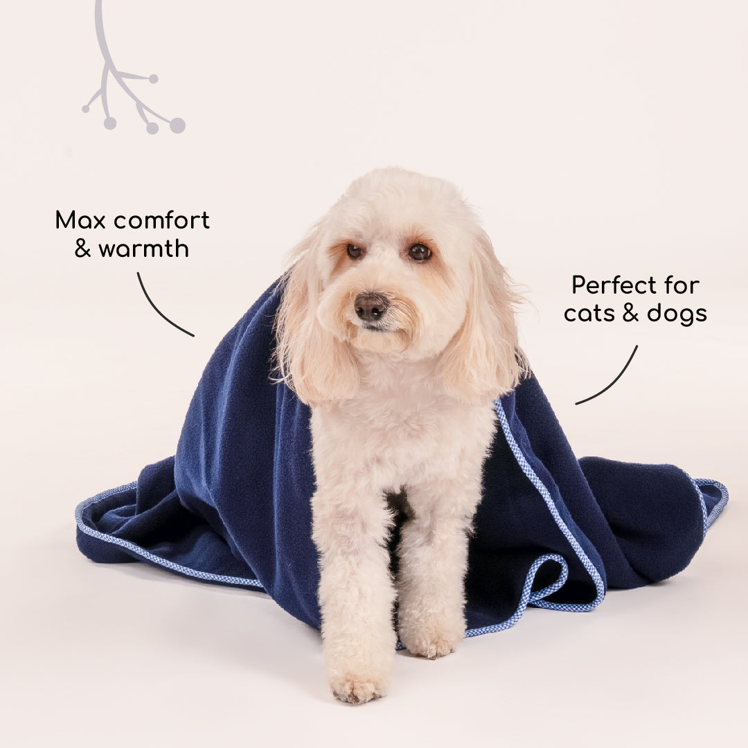 HUFT Personalised Snuggle Blanket For Dog & Cat - Navy - Heads Up For Tails