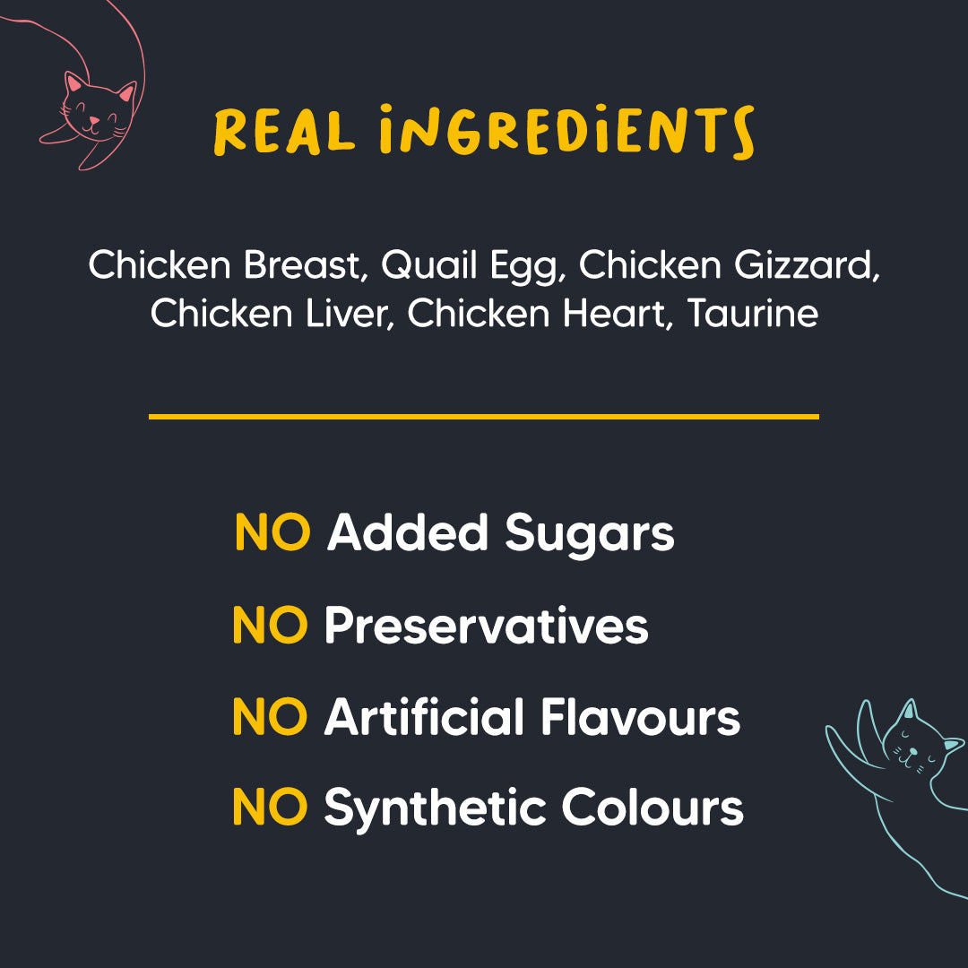 Meowsi by HUFT Chicken Breast With Quail Egg In Broth Cat Wet Food - 80 gm - Heads Up For Tails
