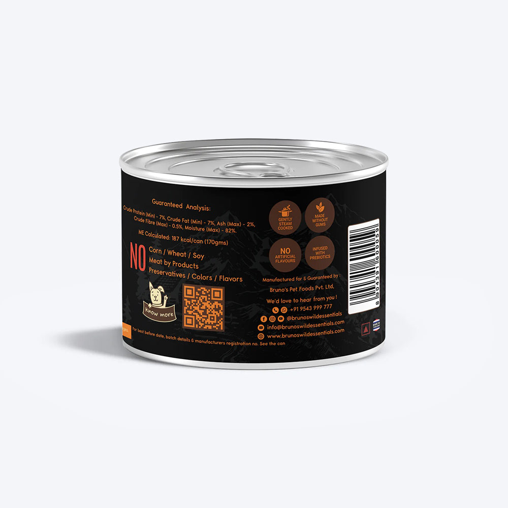 Bruno's Wild Essentials Chicken Pate In Gravy Wet Dog Food - 170 g - Heads Up For Tails