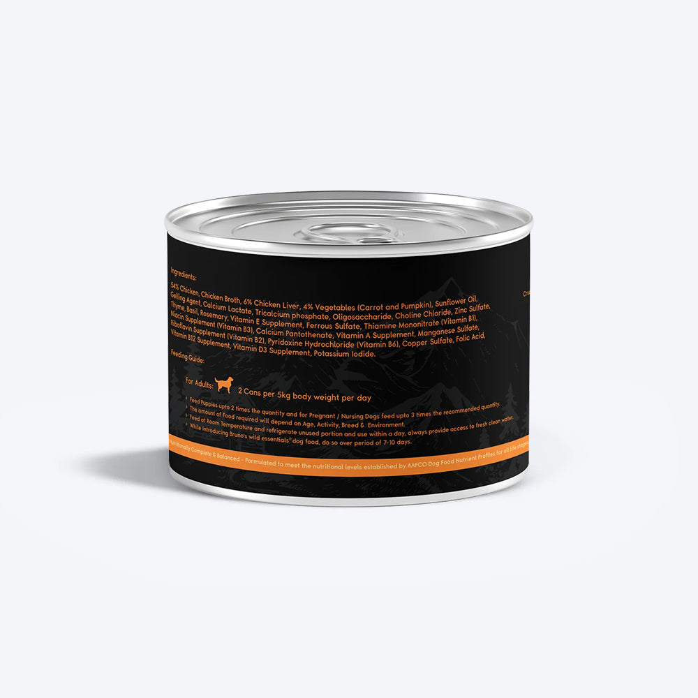 Bruno's Wild Essentials Chicken Pate In Gravy Wet Dog Food - 170 g - Heads Up For Tails