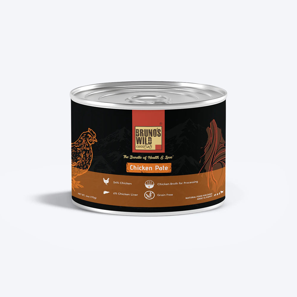 Bruno's Wild Essentials Chicken Pate In Gravy Wet Dog Food - 170 g - Heads Up For Tails