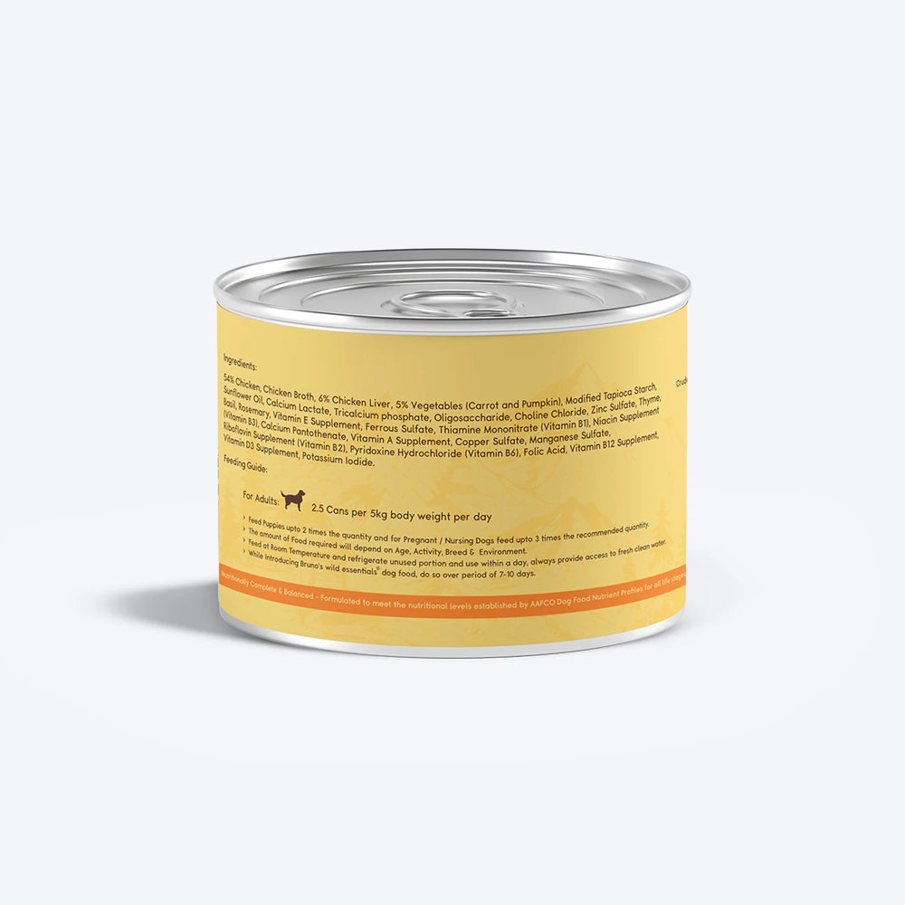Bruno's Wild Essentials Chicken With Chicken Liver & Vegetables In Gravy Wet Dog Food - 170 g - Heads Up For Tails