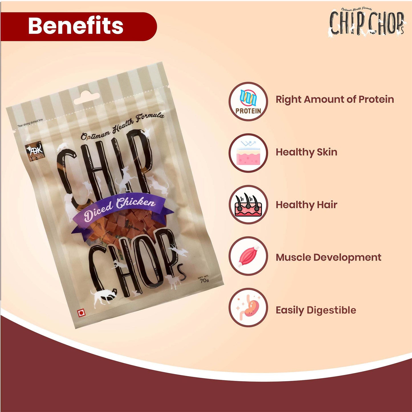 Chip Chops Dog Treats - Diced Chicken - Heads Up For Tails