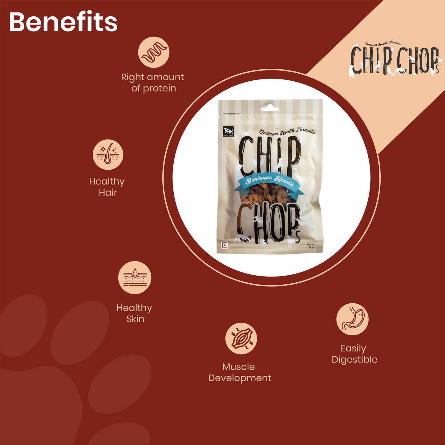 Chip Chops Dog Treats - Barbeque Hearts - 70 g - Heads Up For Tails