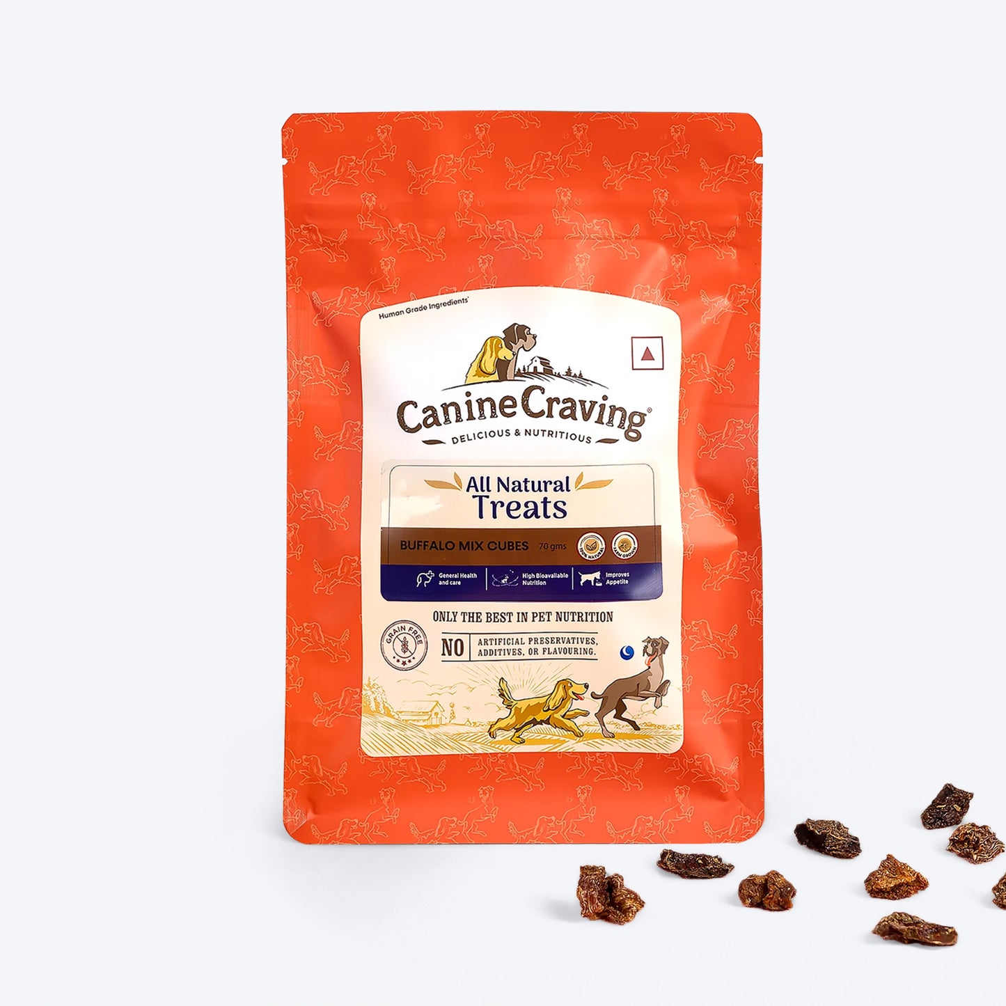 Canine Craving Delicious & Nutritious Grain Free Buffalo Mix Cubes Dog Treats - 70 g - Heads Up For Tails