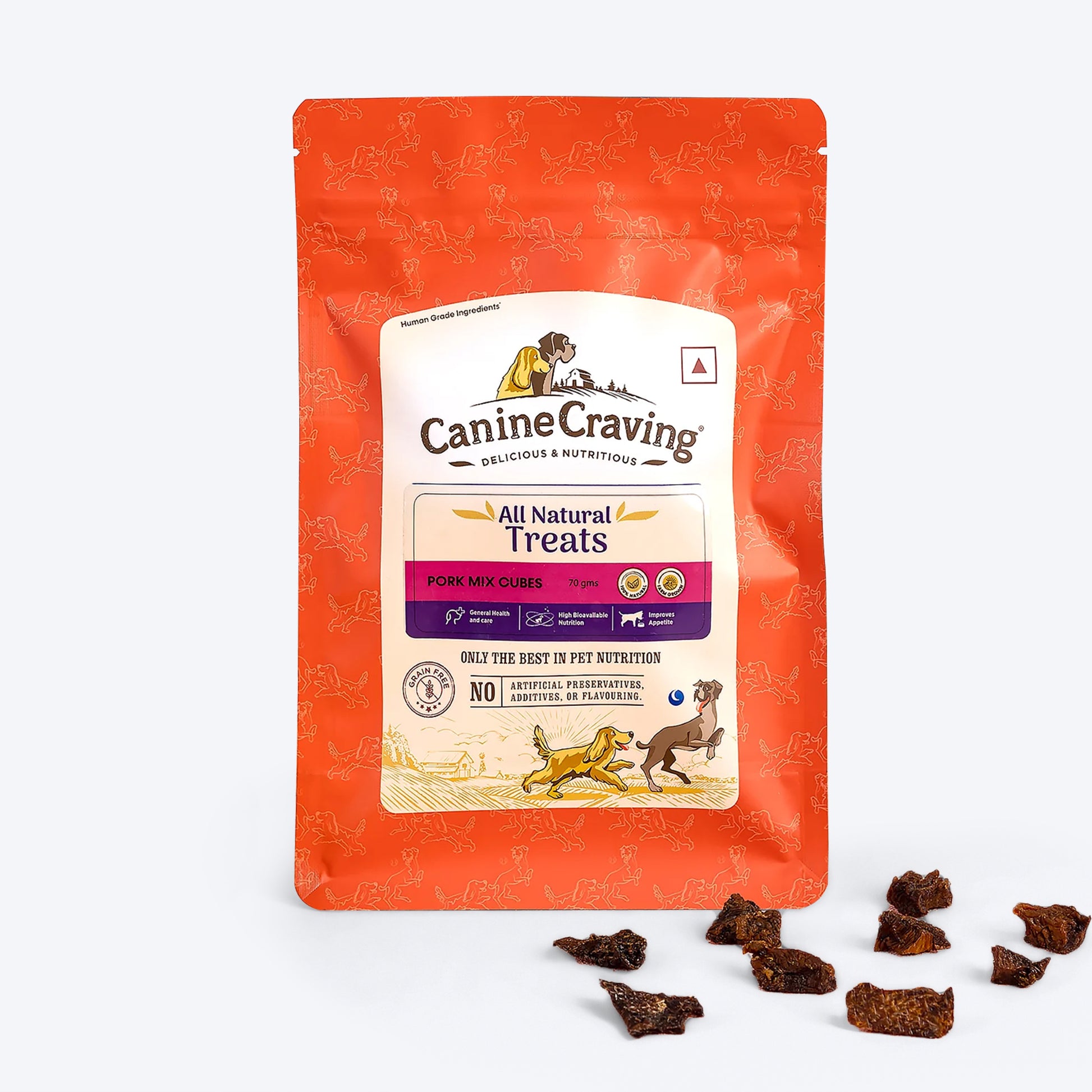 Canine Craving Delicious & Nutritious Grain Free Pork Mix Cubes Dog Treats - 70 g - Heads Up For Tails