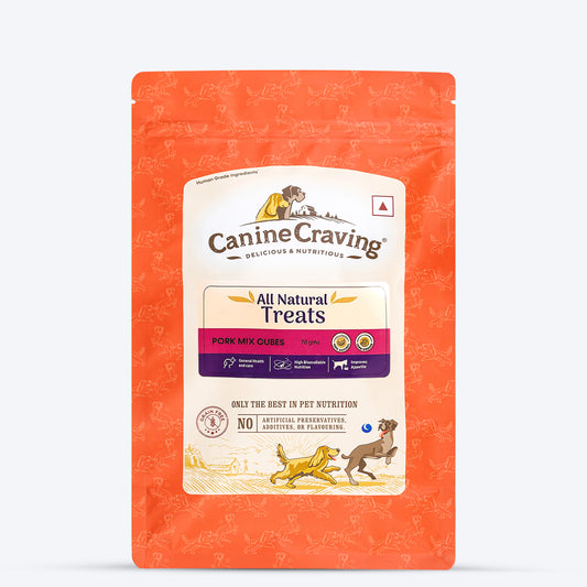 Canine Craving Delicious & Nutritious Grain Free Pork Mix Cubes Dog Treats - 70 g - Heads Up For Tails