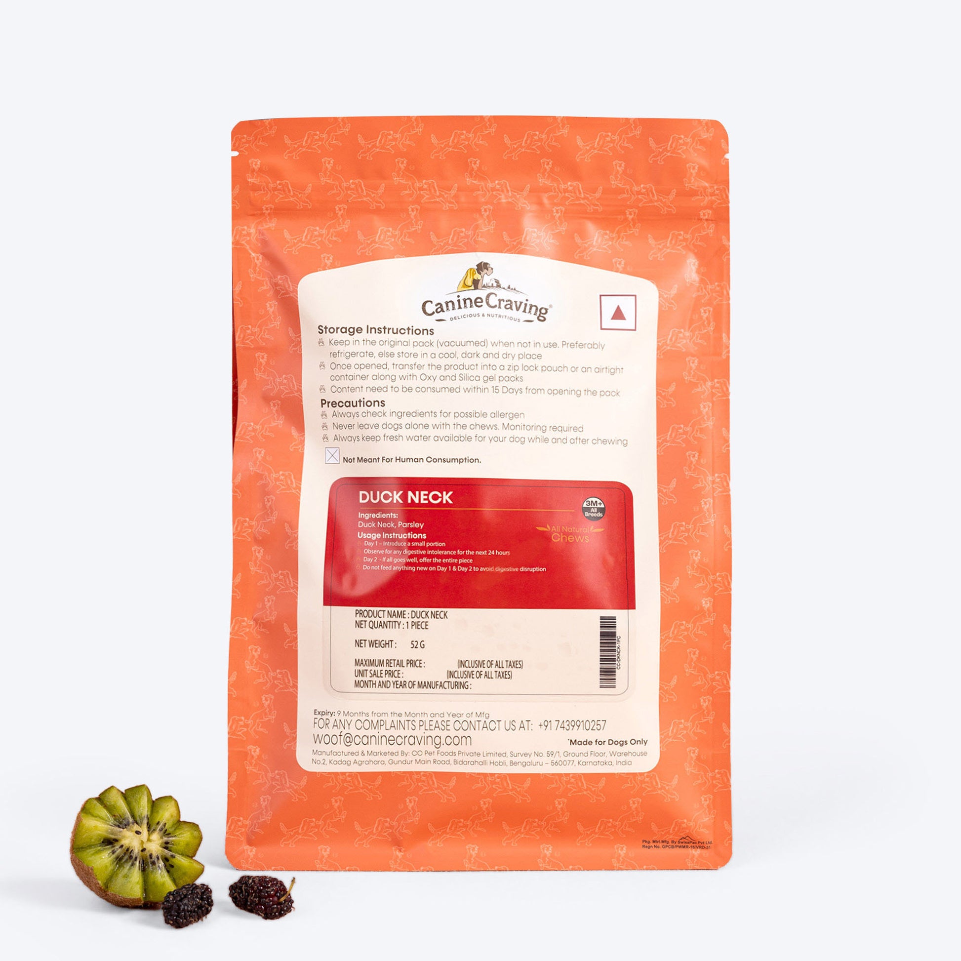 Canine Craving Duck Chew - Whole Neck Dog Chew Treat - 1 Pc - Heads Up For Tails