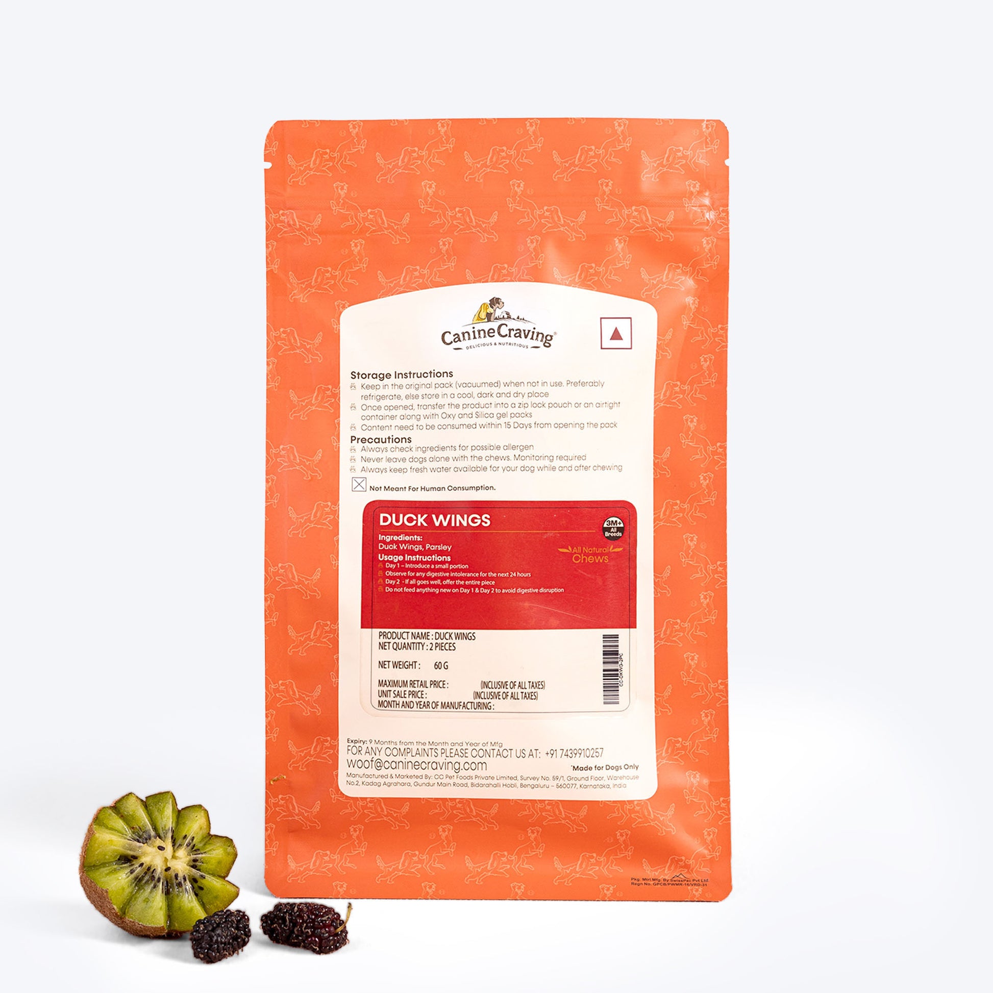 Canine Craving Duck Chew - Whole Wings Dog Chew Treat - 2 Pcs - Heads Up For Tails