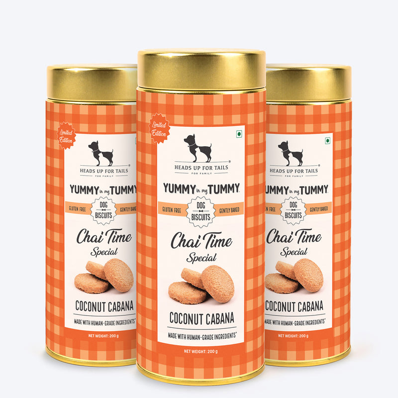 HUFT Yummy In My Tummy Chai Time Special Coconut Cabana Dog Biscuits - 200 gm - Heads Up For Tails