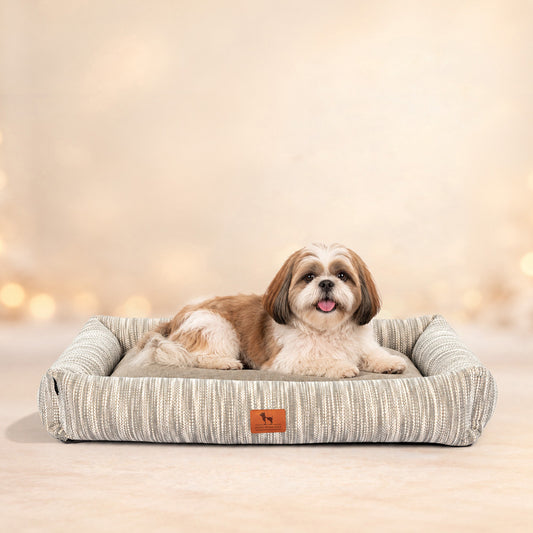 HUFT Pebble Weave Lounger Bed For Dog - Grey
