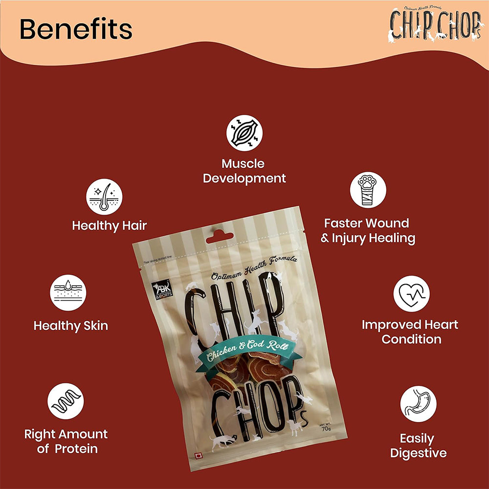 Chip Chops Dog Treats - Chicken & Codfish Roll - 70 g_05