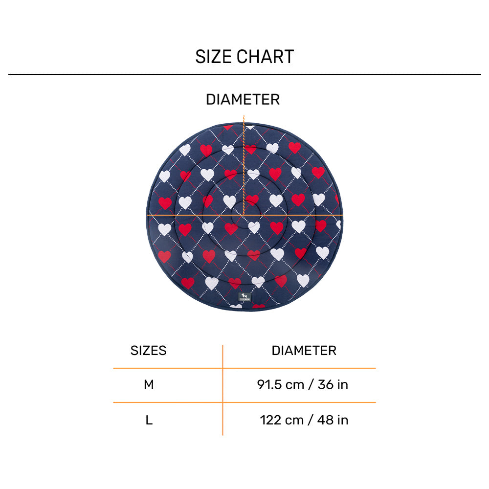 HUFT Embracing Heart Circular Mat For Dog & Cat - Navy - Heads Up For Tails