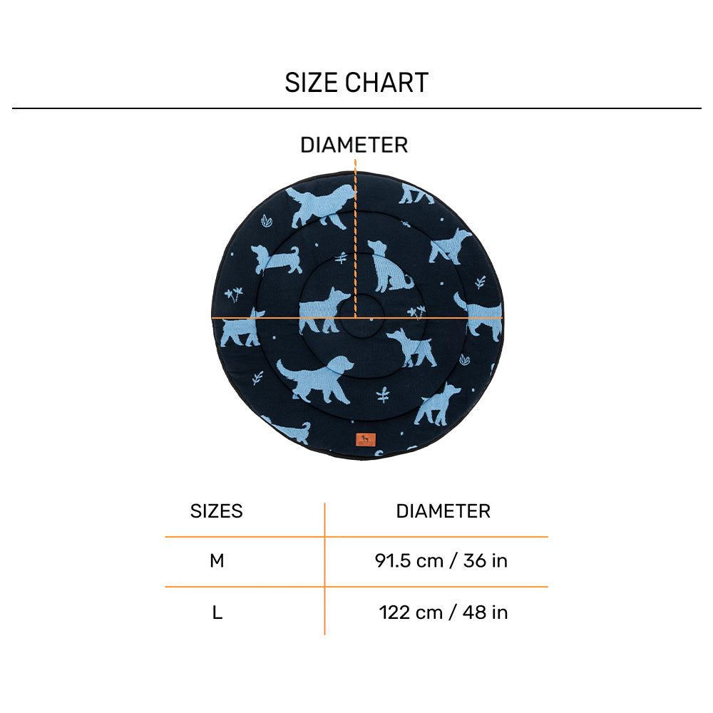 HUFT Shadow Tails Round Mat For Dog - Blue - Heads Up For Tails