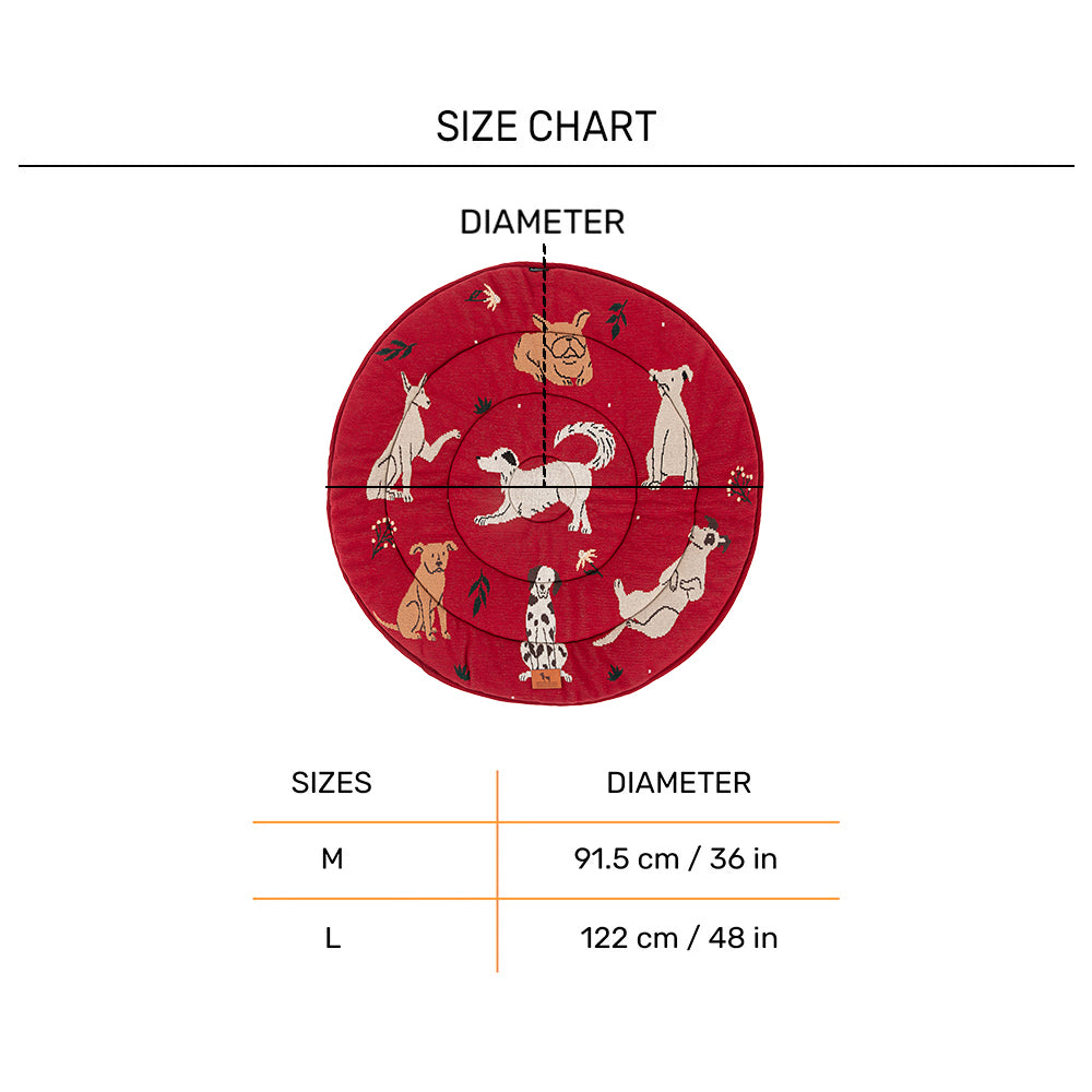 HUFT Bloom Buddies Round Mat For Dog - Red - Heads Up For Tails