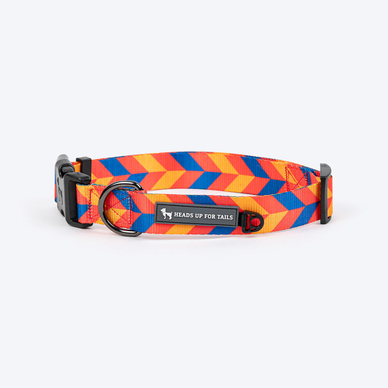 HUFT Dynamic Chevron Collar For Dog - Red & Yellow - Heads Up For Tails