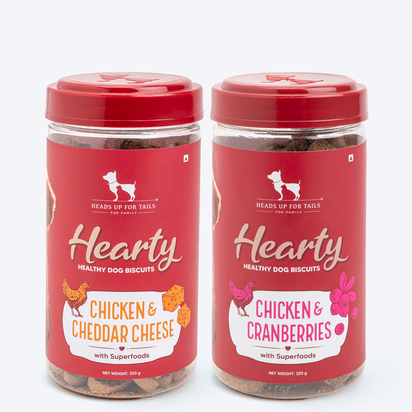 Hearty Biscuits Twin Pack - With Chicken, Cheddar Cheese & Cranberries - 640 gm - Heads Up For Tails