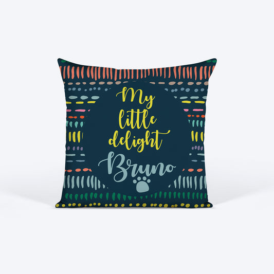 HUFT My Little Delight [Pet Name] Personalised Cushion For Dog & Cat - Dark Green - 12 inches (30 x 30 cm) - Heads Up For Tails