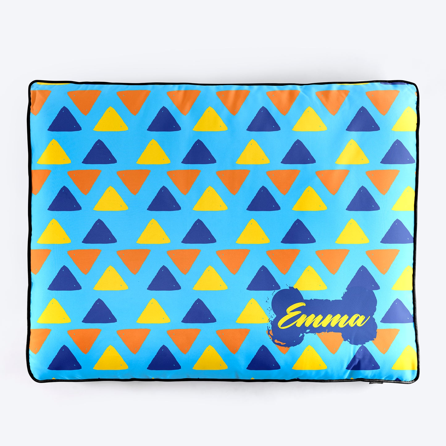 HUFT Tri Tile Triangle Personalised Flat Bed For Dog - Sky Blue - Heads Up For Tails