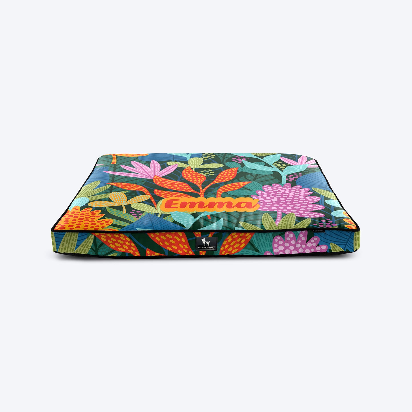 HUFT Rainbow Grove Personalised Flat Bed For Dog - Multicolor - Heads Up For Tails