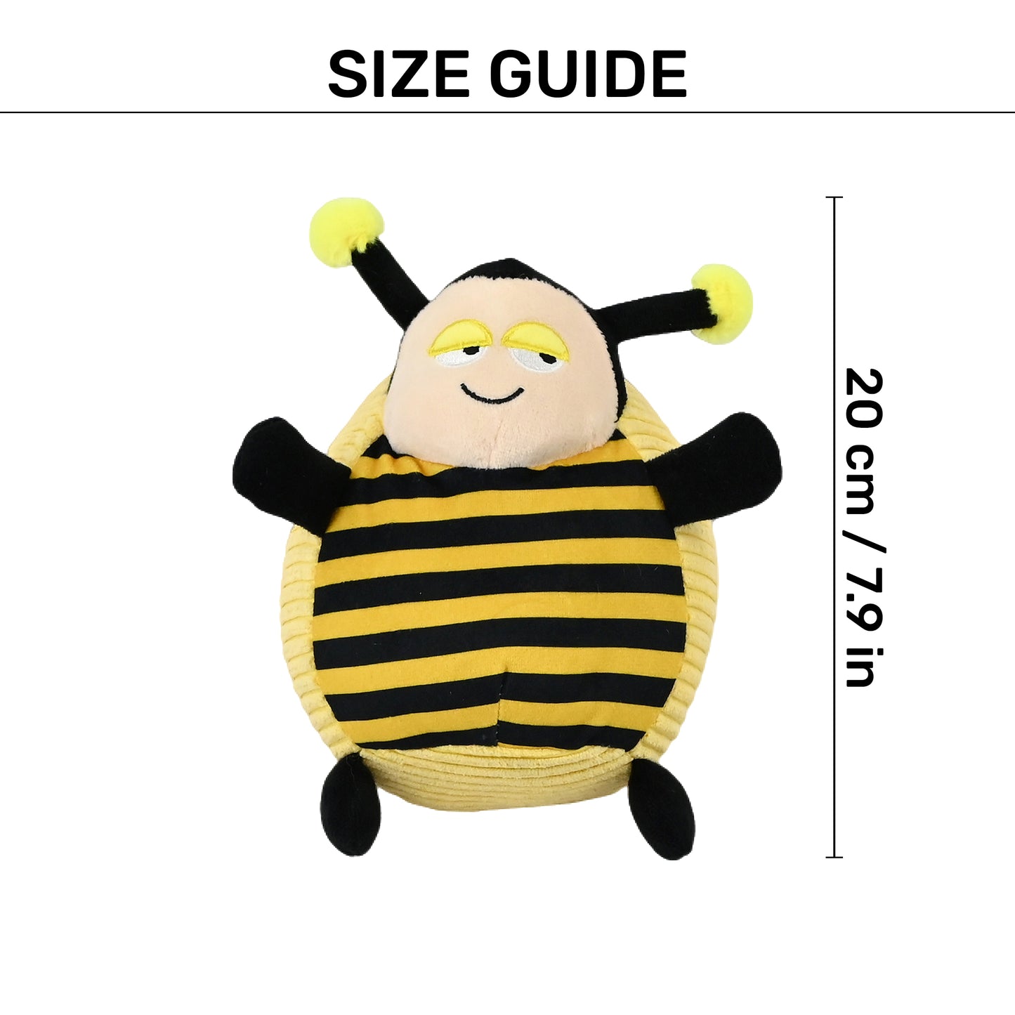 HUFT Bee-Ing Cheeky Plush Toy For Dog - Yellow & Black - Heads Up For Tails