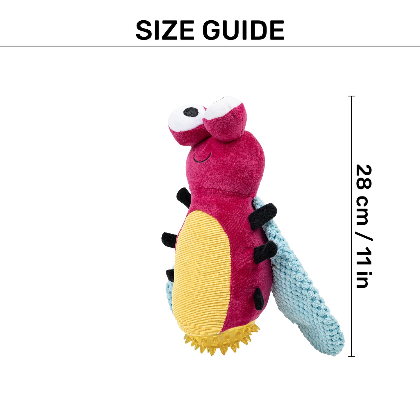 HUFT Buzzy Bug Plush Toy For Dog - Pink - Heads Up For Tails