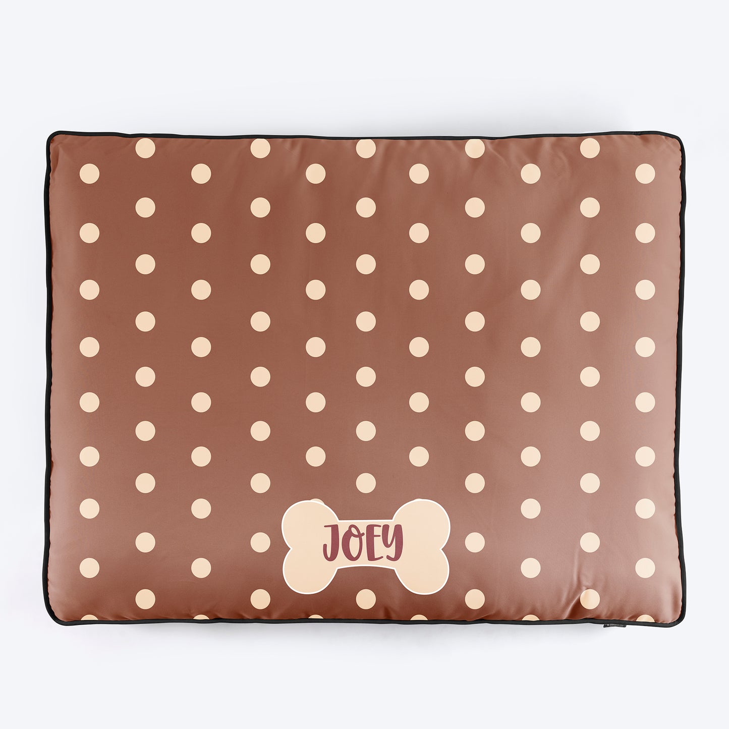 HUFT Personalised Cookie Dots Flat Bed For Dog - Brown - Heads Up For Tails