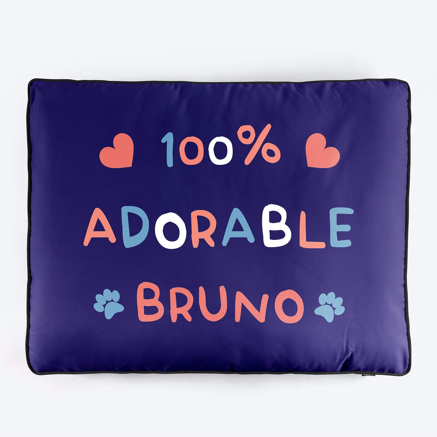 HUFT Personalised 100% Adorable Flat Bed For Dog - Dark Blue - Heads Up For Tails