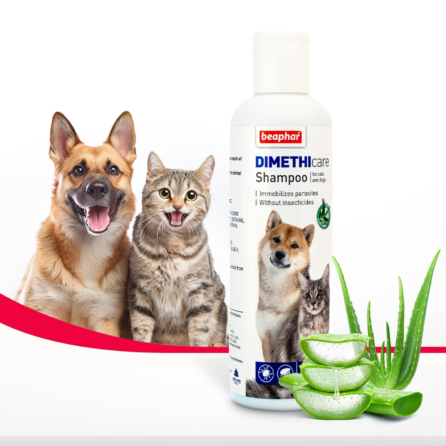 Beaphar Dimethicare Tick & Flea Shampoo For Dog & Cat - Aloe Vera - 200 ml - Heads Up For Tails