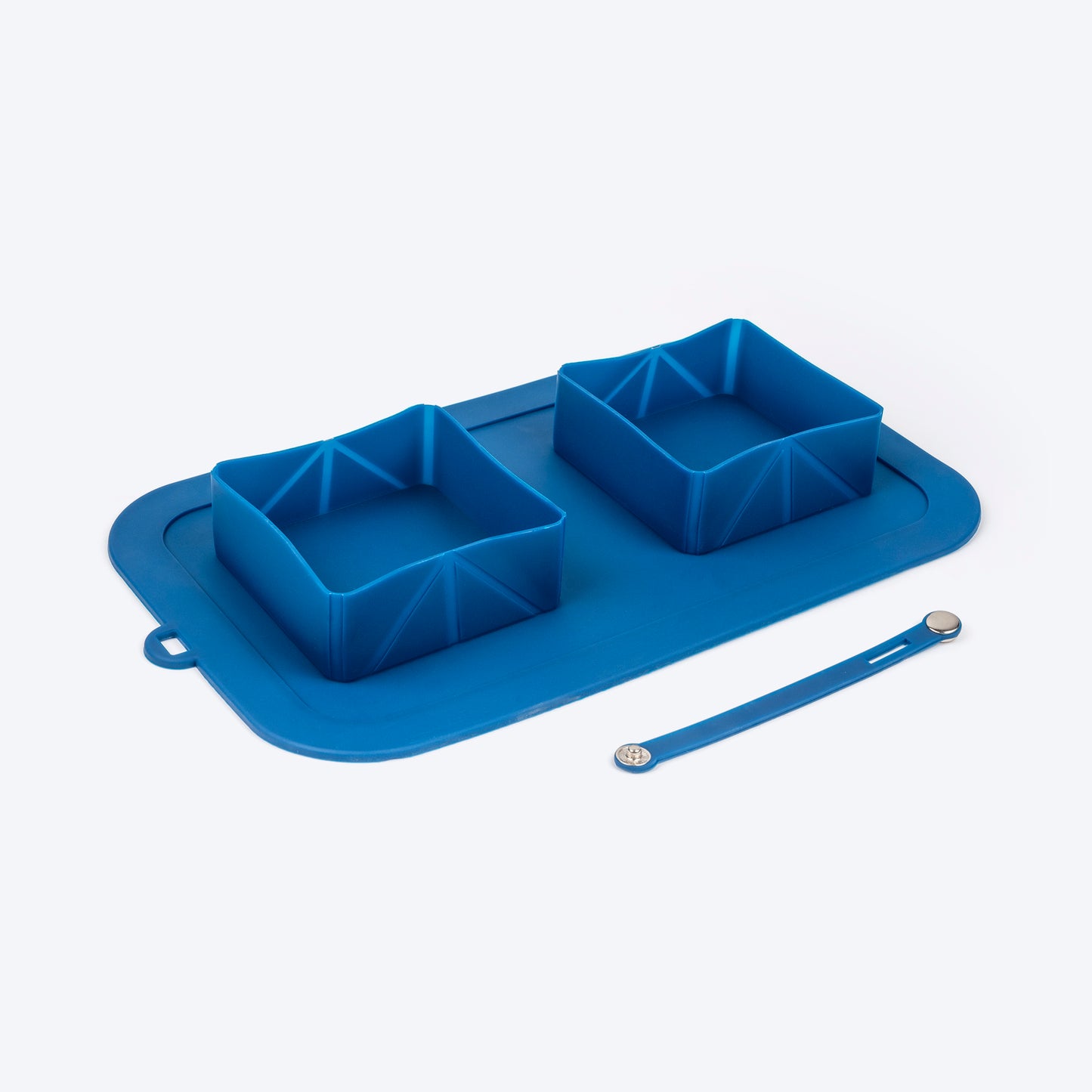Dash Dog Travel Foldable Double Diner For Dog - Blue - Heads Up For Tails