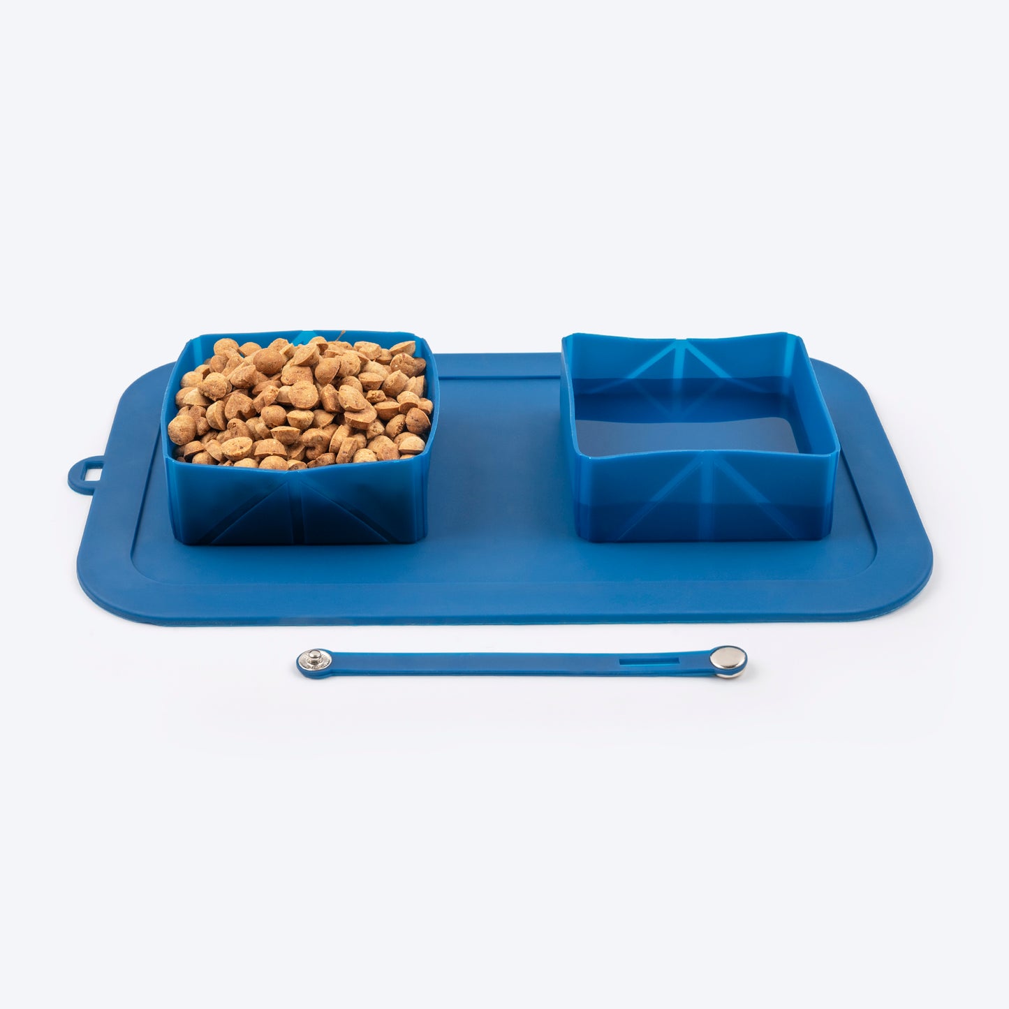 Dash Dog Travel Foldable Double Diner For Dog - Blue - Heads Up For Tails