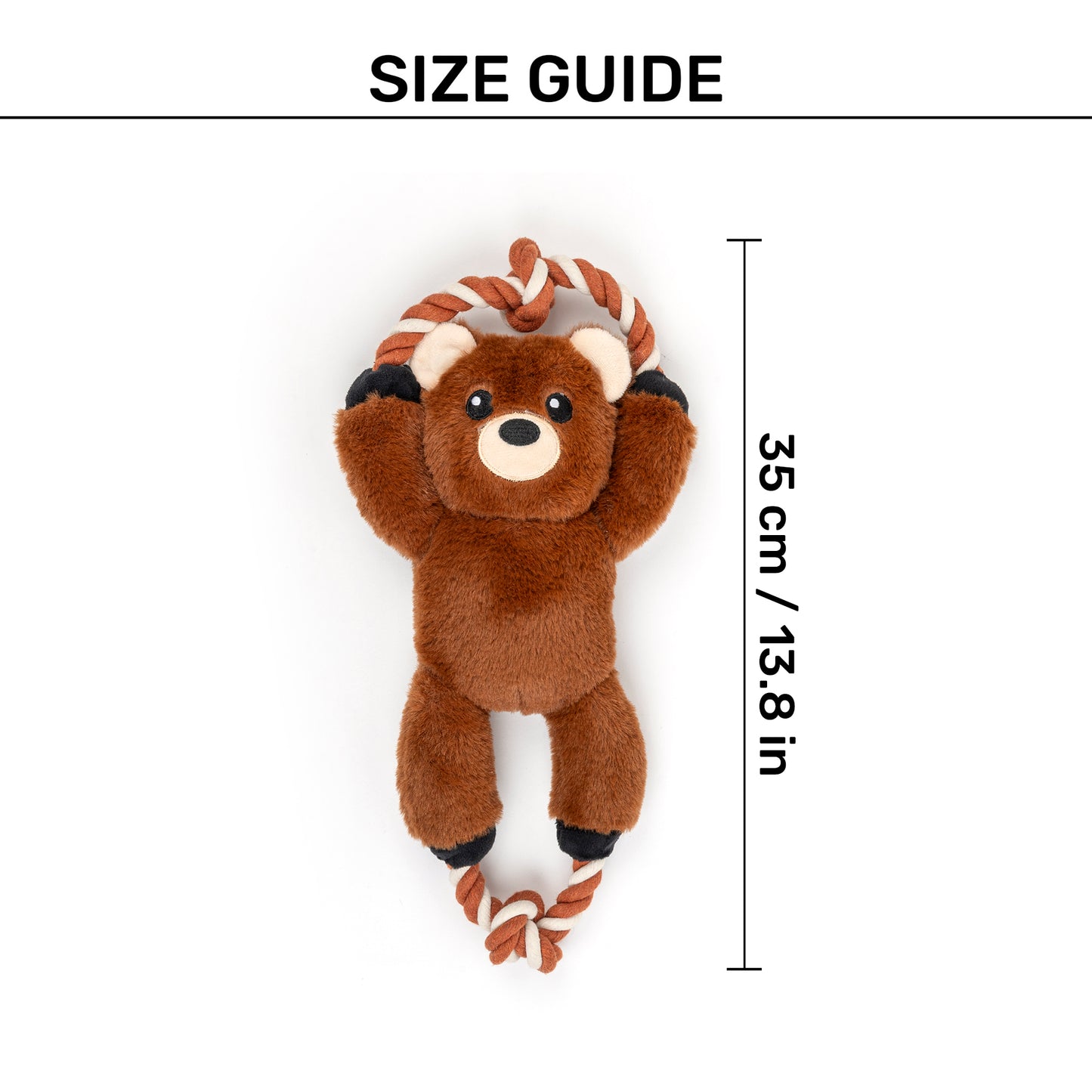 Dash Dog Tug-a-Bear Squeaky Plush Toy For Dog - Brown - Heads Up For Tails
