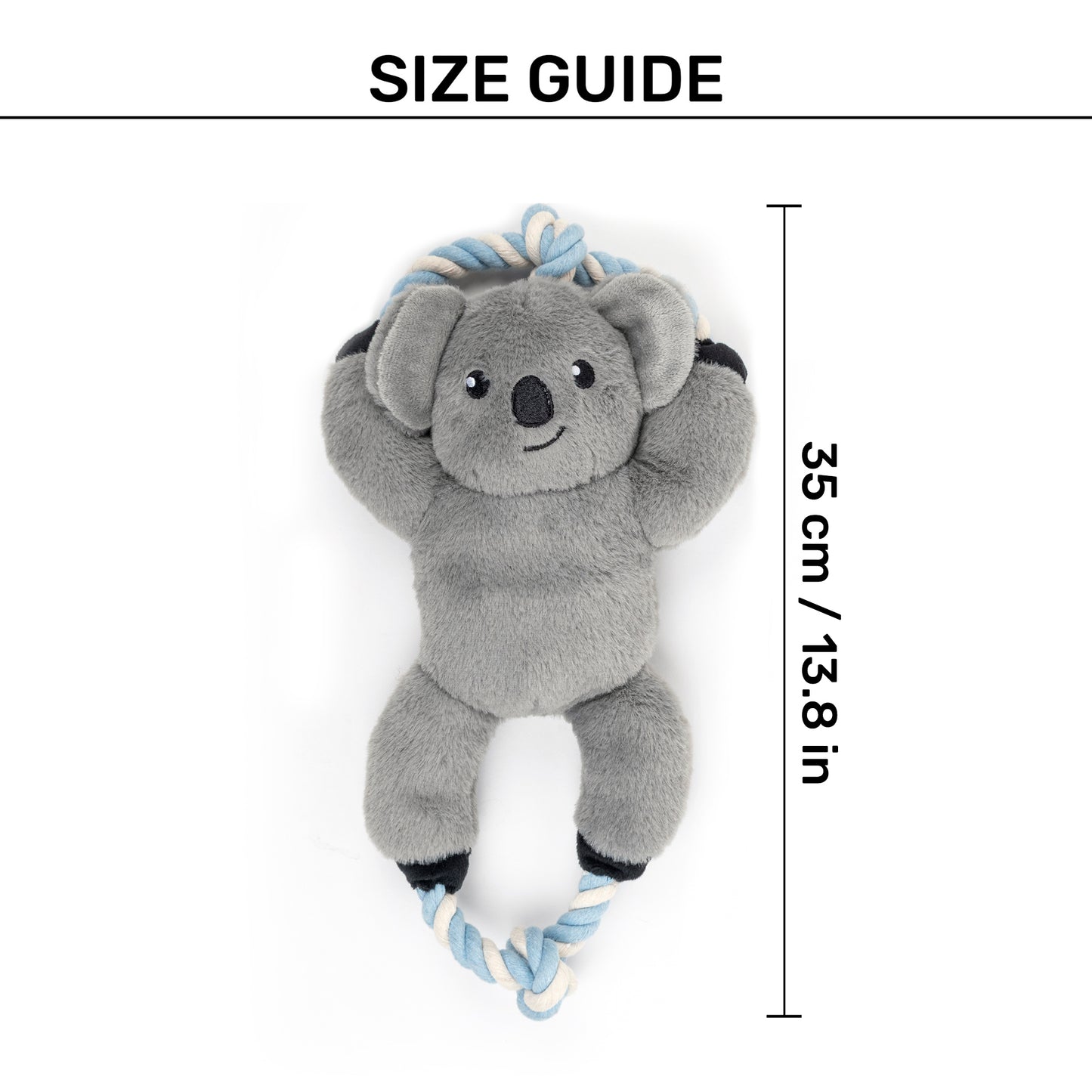 Dash Dog Kuddly Koala Squeaky Plush Toy For Dog - Grey - Heads Up For Tails