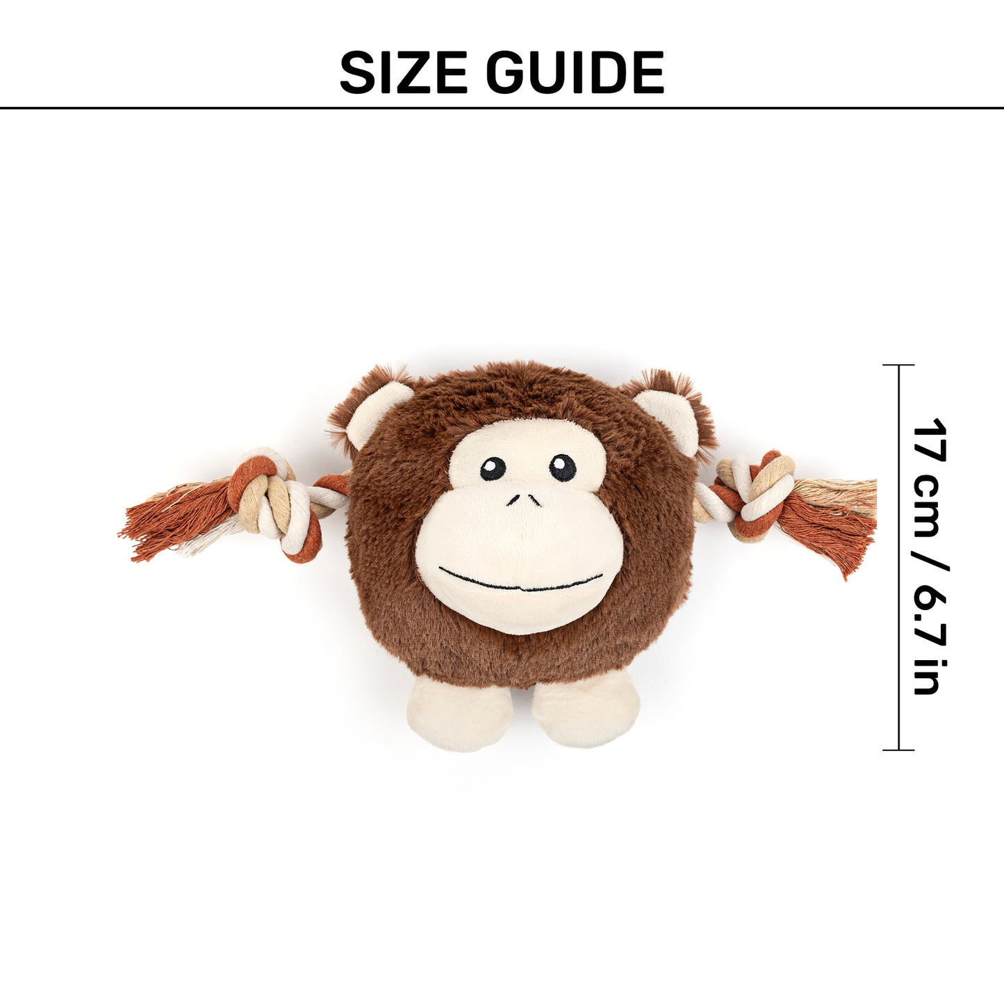 Dash Dog Cheeky Chimp Squeaky Plush Toy For Dog - Brown - Heads Up For Tails