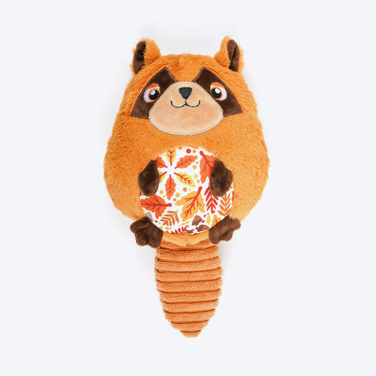 HUFT Reggie The Raccoon Squeaky Toy For Puppies - Brown - Heads Up For Tails