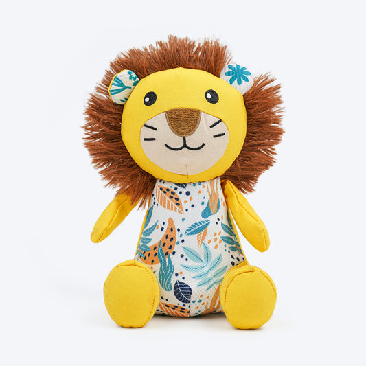 HUFT Lionel The Lion Squeaky Toy For Puppies - Yellow - Heads Up For Tails