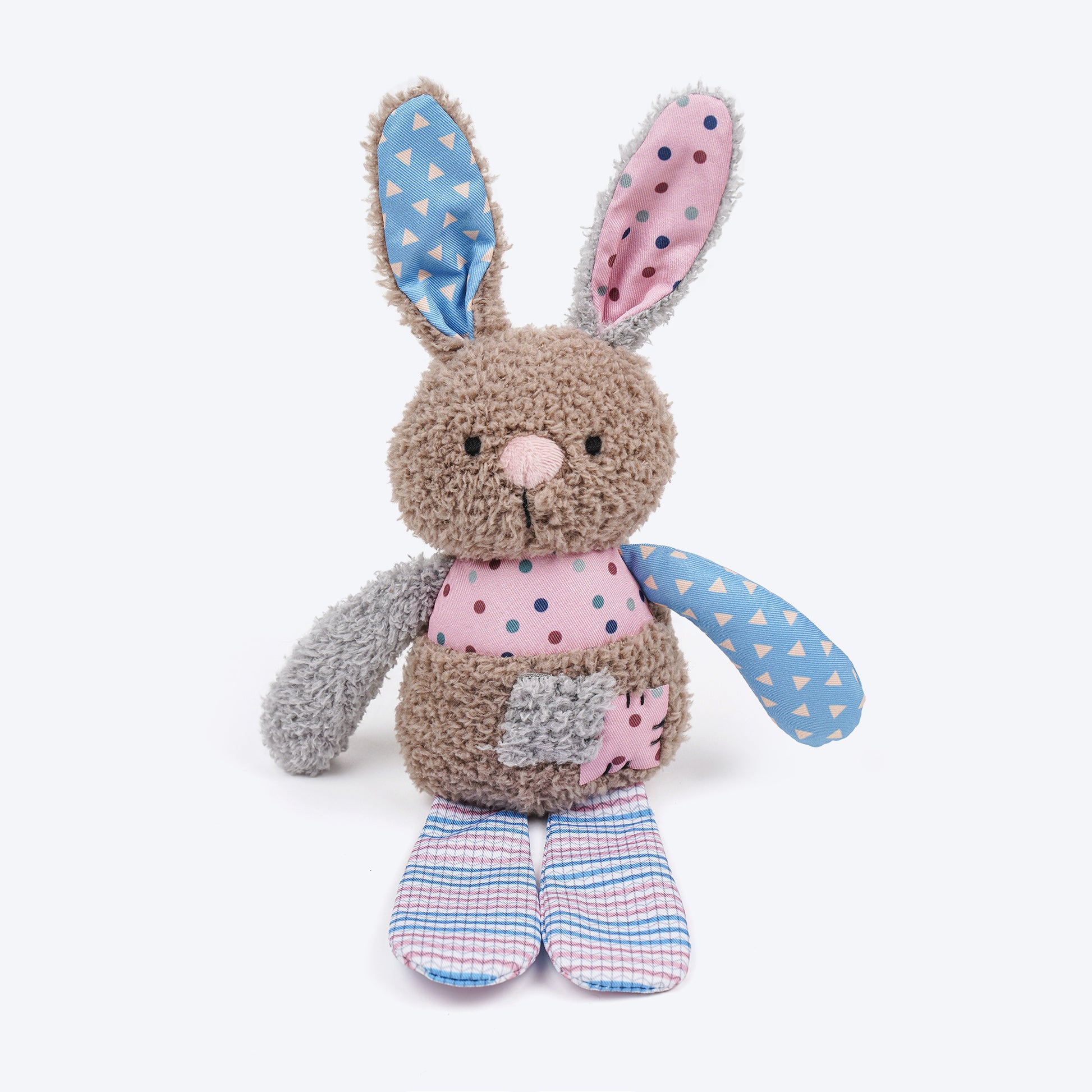 HUFT Patchy Bunny Squeaky Toy For Puppies & Small Dog - Multicolor - Heads Up For Tails