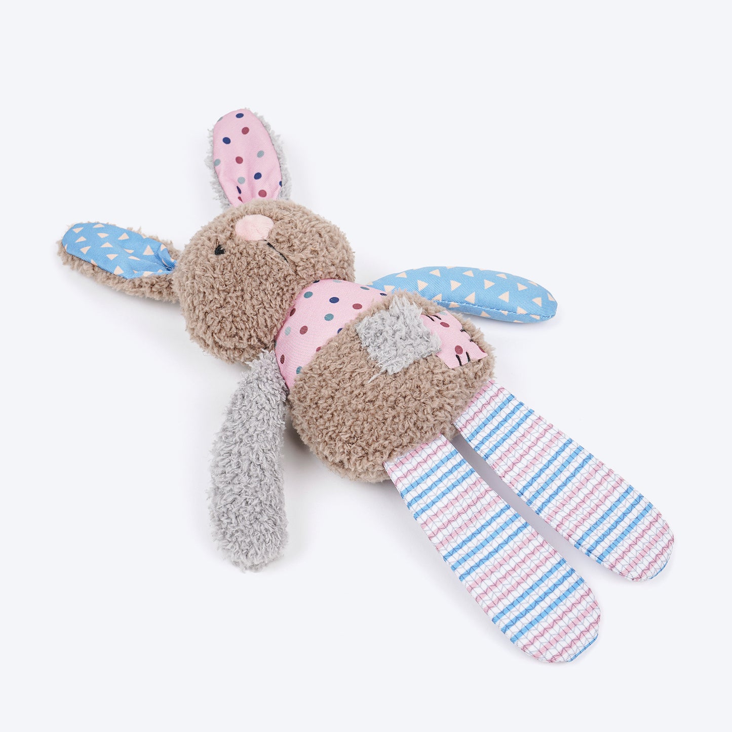 HUFT Patchy Bunny Squeaky Toy For Puppies & Small Dog - Multicolor - Heads Up For Tails
