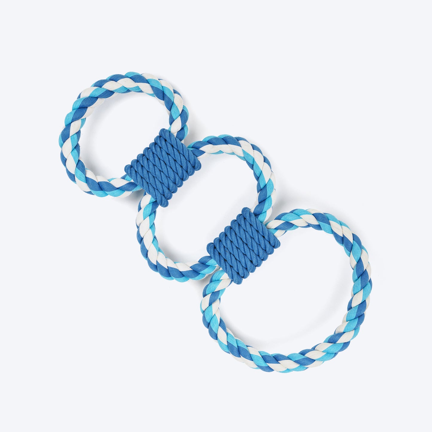 Dash Dog Trio Looparoo Rope Toy For Dog - White & Turquoise - Heads Up For Tails