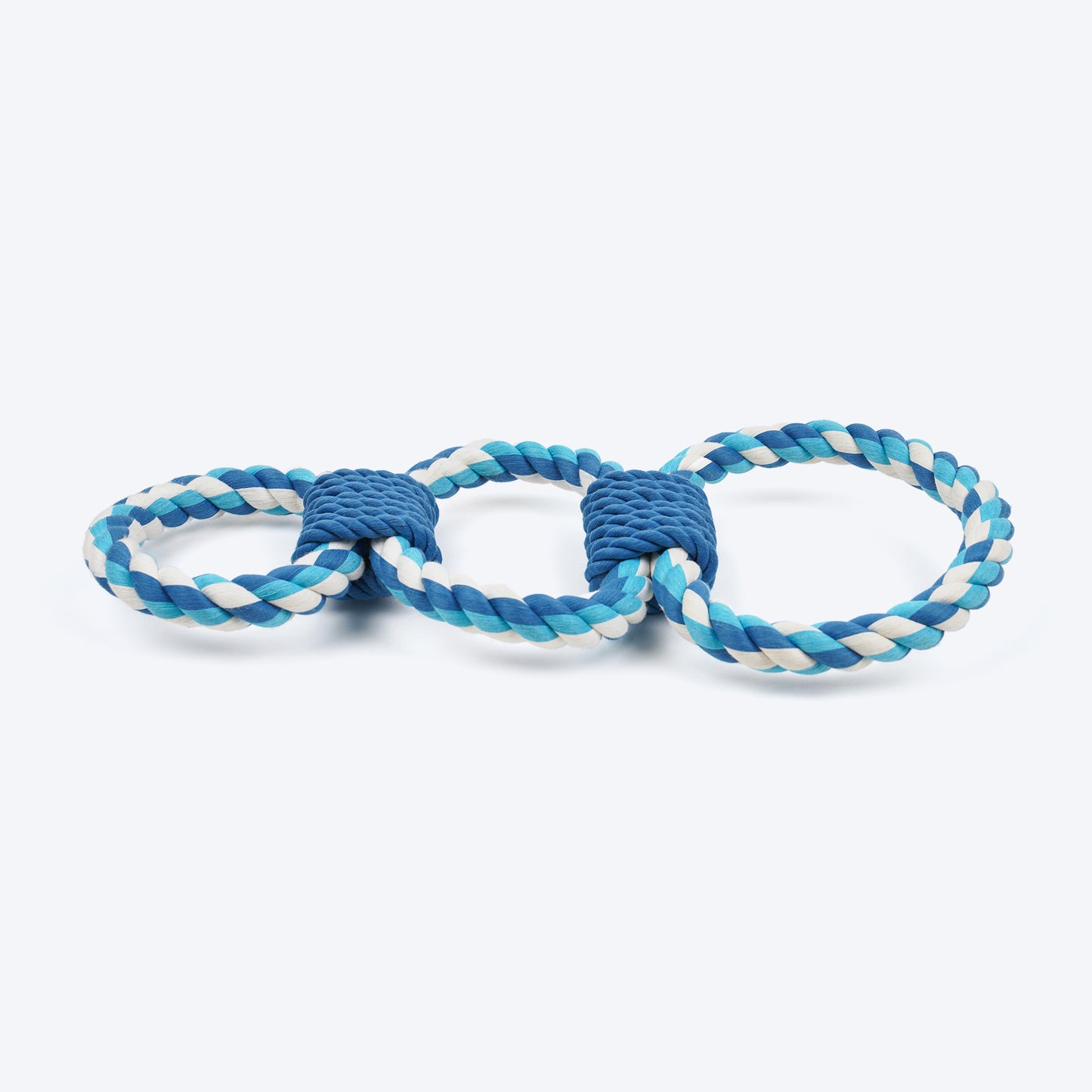 Dash Dog Trio Looparoo Rope Toy For Dog - White & Turquoise - Heads Up For Tails