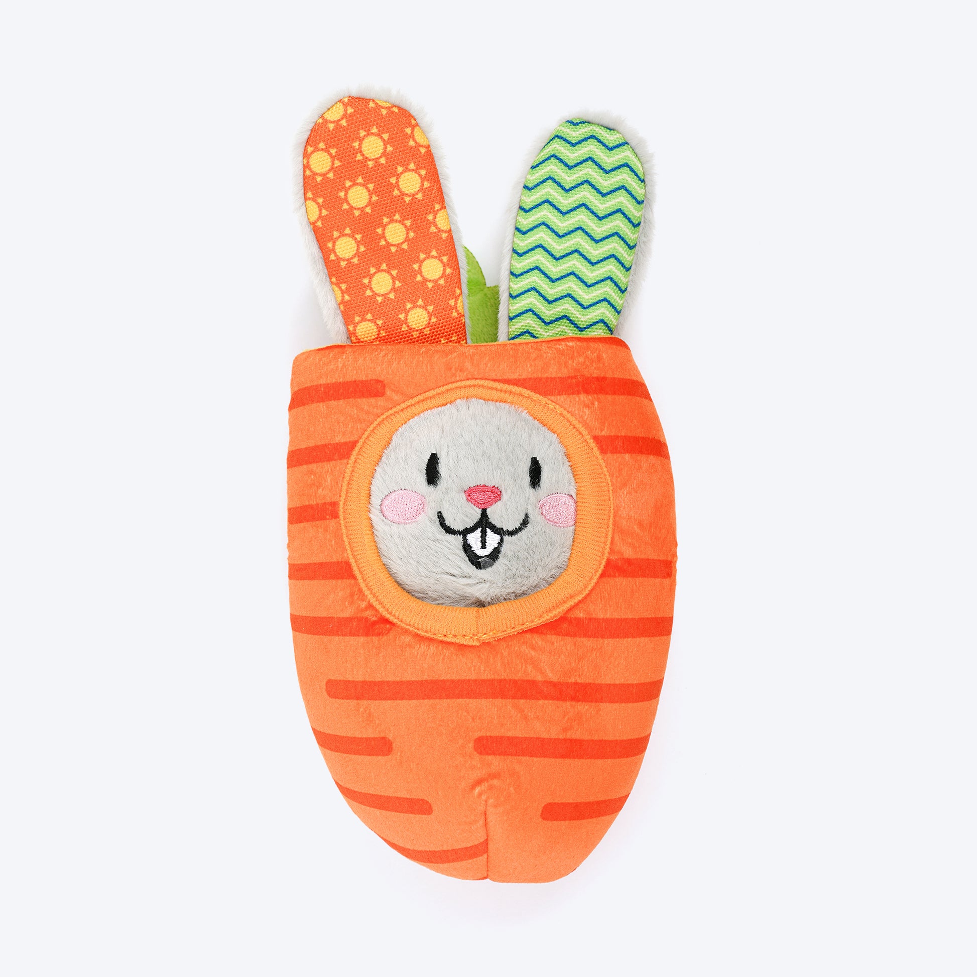 HUFT Boingy Bunny Crinkly Bungee Toy For Dog - Multicolor - Heads Up For Tails