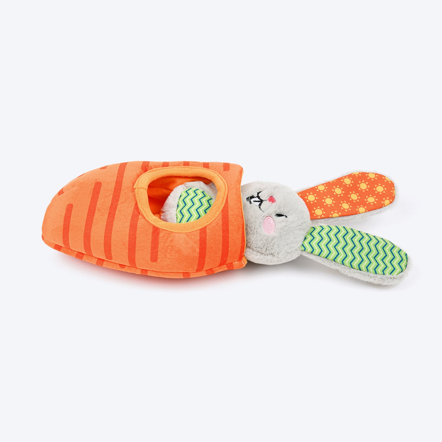 HUFT Boingy Bunny Crinkly Bungee Toy For Dog - Multicolor - Heads Up For Tails
