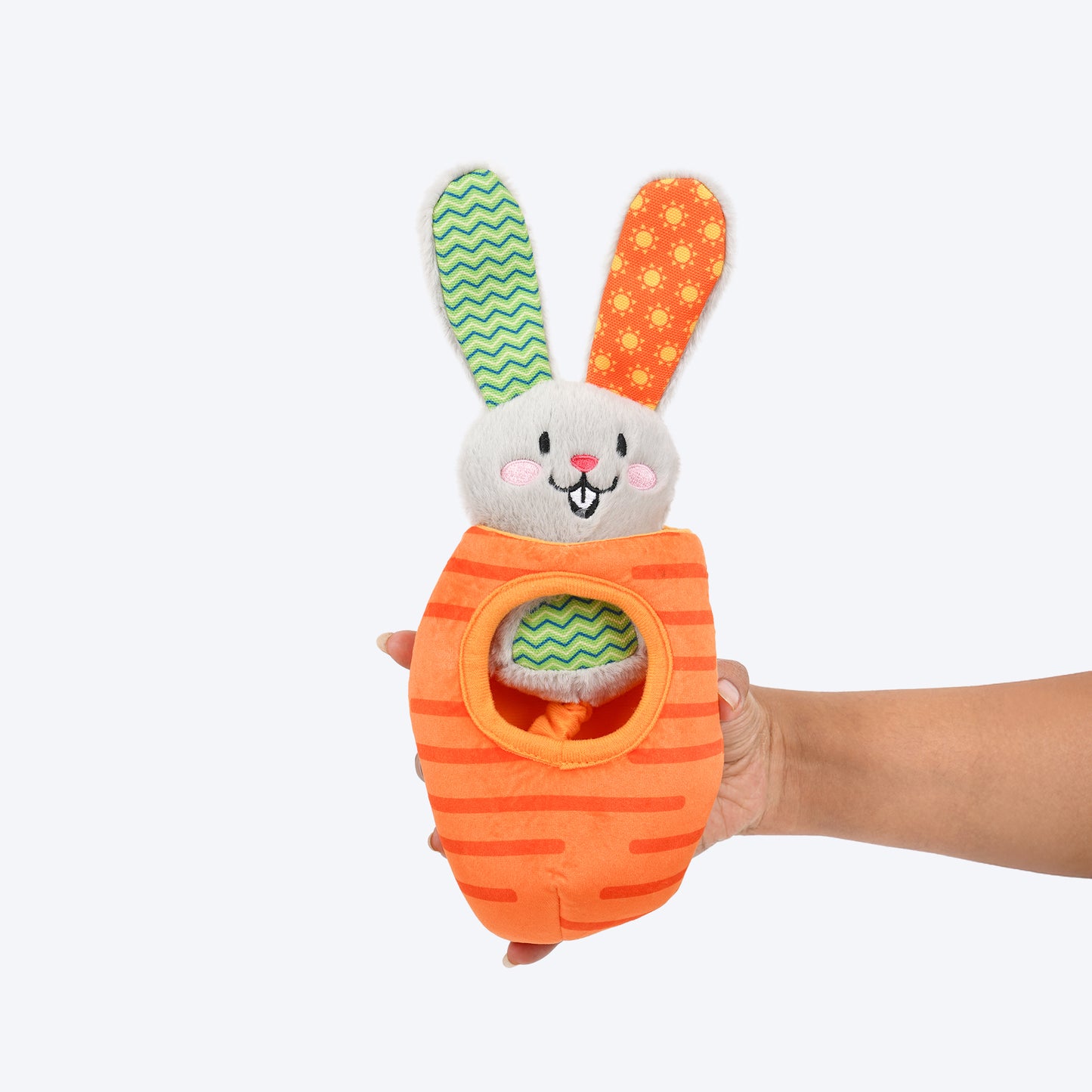 HUFT Boingy Bunny Crinkly Bungee Toy For Dog - Multicolor - Heads Up For Tails