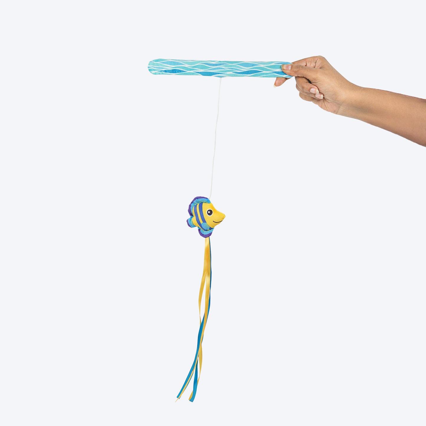 HUFT Fish Tales Teaser Toy With Catnip For Cat - Blue & Yellow - Heads Up For Tails
