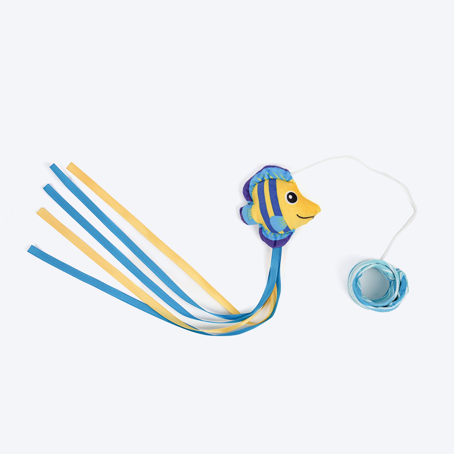 HUFT Fish Tales Teaser Toy With Catnip For Cat - Blue & Yellow - Heads Up For Tails