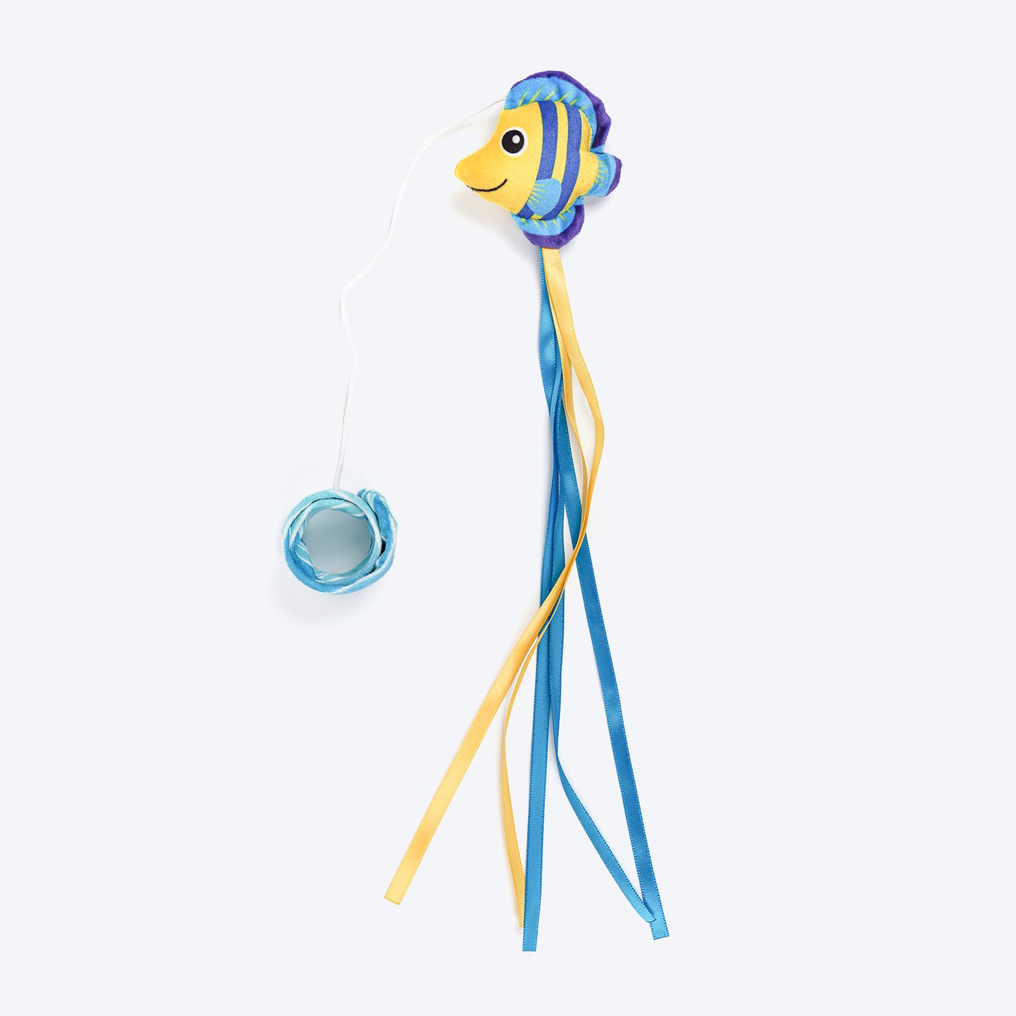 HUFT Fish Tales Teaser Toy With Catnip For Cat - Blue & Yellow - Heads Up For Tails