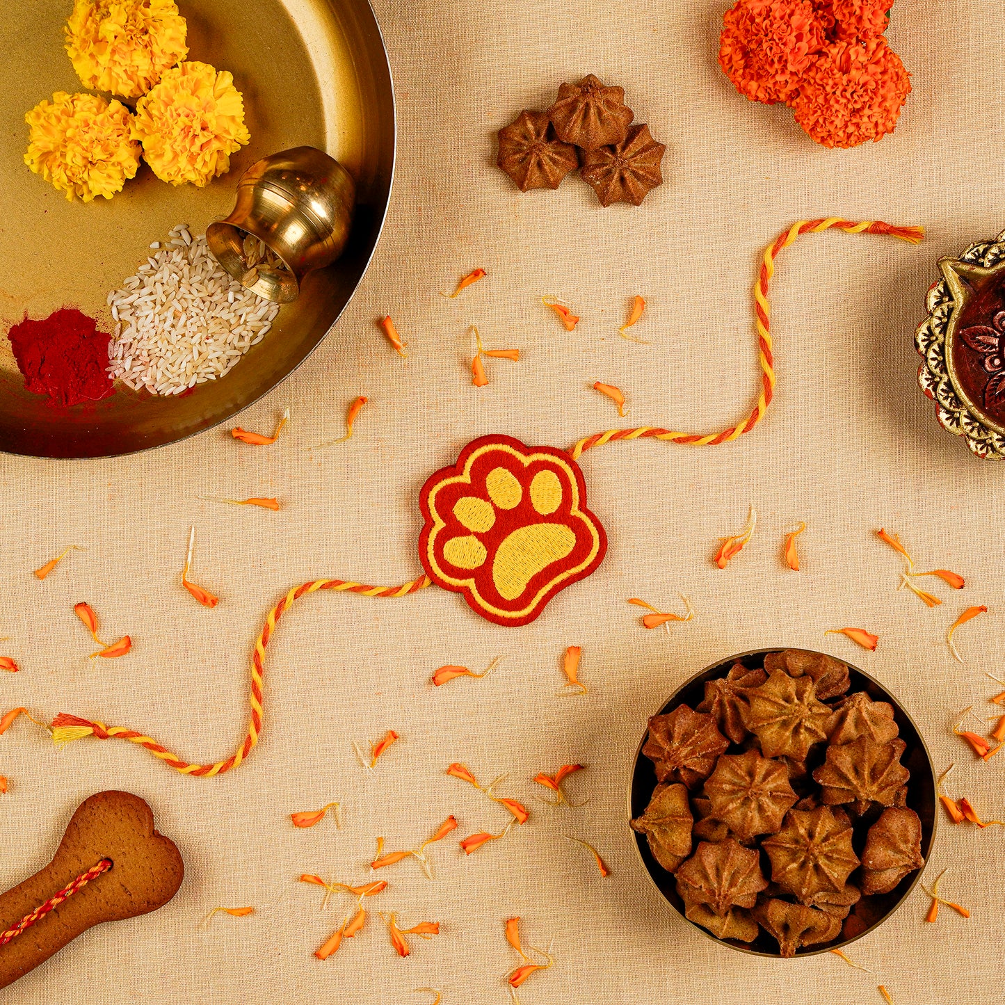 HUFT Paws Of Love Rakhi For Dog - Red - Heads Up For Tails