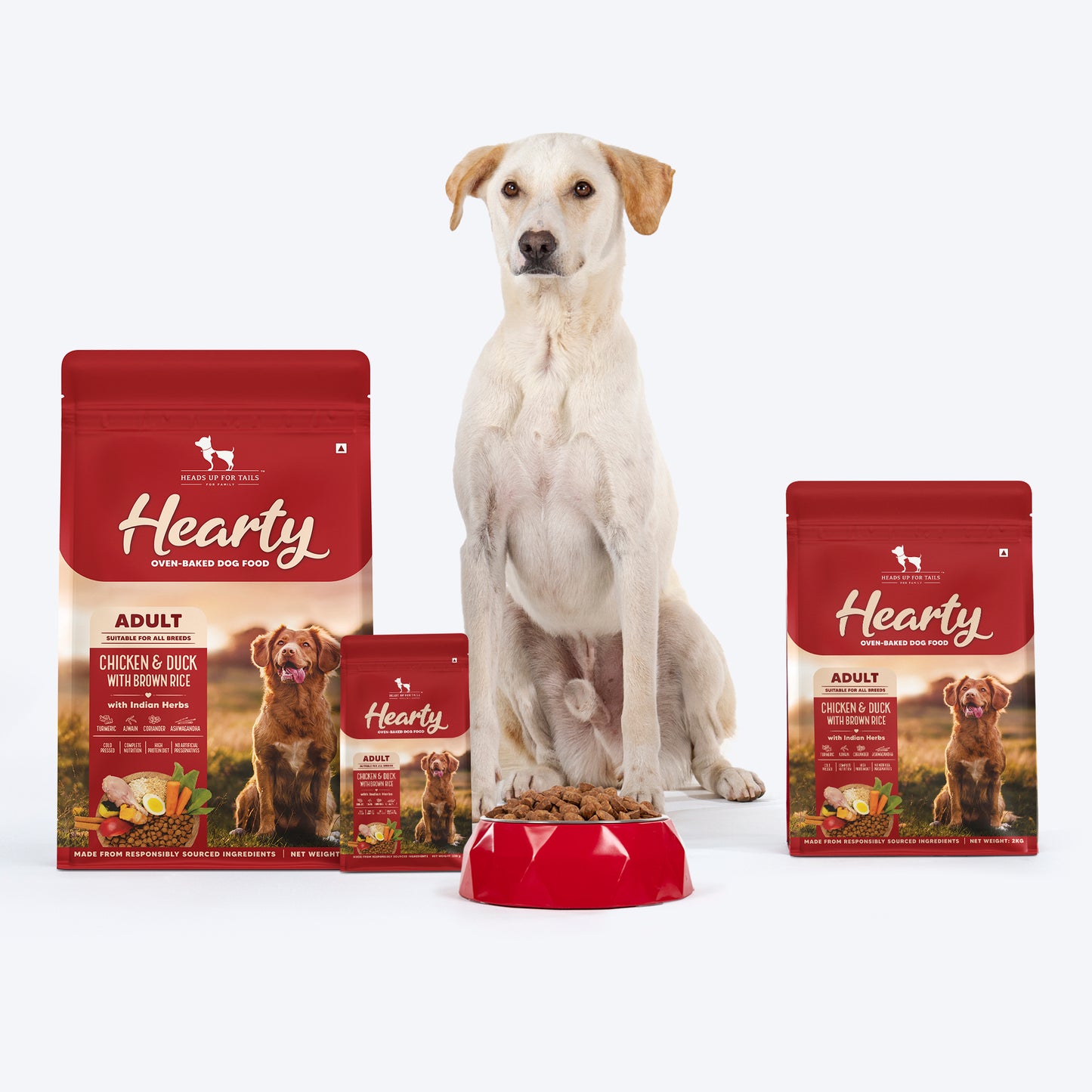 Hearty Oven-Baked Dry Food For Adult Dogs With Chicken, Duck & Brown Rice (All Breeds) - Heads Up For Tails