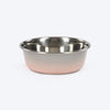 HUFT Tiny Tails Printed Steel Bowl For Puppy - Pink & Grey - Heads Up For Tails