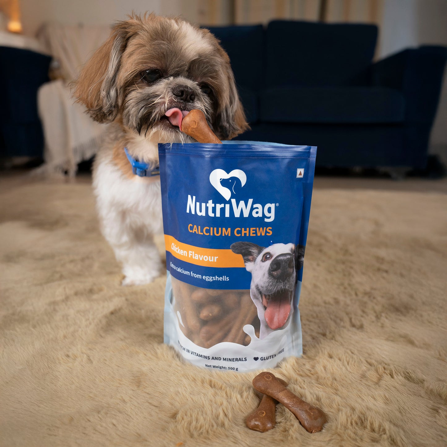 NutriWag Chicken Calcium Chew Bones Treats For Dog - Heads Up For Tails